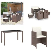 Meble ogrodowe - vidaXL 6-częściowy ogrodowy zestaw jadalniany z poduszkami z rattanu w kolorze brązowym - Zestaw mebli ogrodowych - Zestawy mebli ogrodowych - Stół i krzesła ogrodowe - Stoły i krzesła ogrodowe - miniaturka - grafika 1