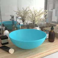 Umywalki - vidaXL Umywalka łazienkowa, ceramiczna, jasnozielona, okrągła - miniaturka - grafika 1