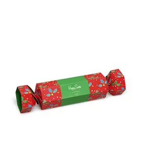 Skarpetki męskie - Happy Socks 2-Pack Christmas Cracker Holly Gift Box, kolorowe i zabawne, Skarpetki dla kobiet i mężczyzn, Czerwony-Zielony-Biały (36-40) - grafika 1