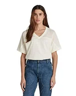 Koszulki i topy damskie - G-STAR RAW Damska koszulka z siateczki Mix Loose V T, biały (Papirus 336-d113), S - miniaturka - grafika 1