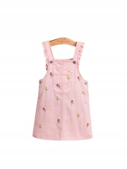 SHEIN RÓŻOWA SUKIENKA DZIECIĘCA Z HAFTEM KWIATOWYM 98-104 11HB