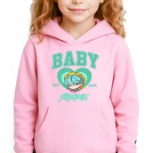 Bluzy dla dziewczynek - Bluza Dziecięca Różowa Z Kapturem BABY SAJABOYS Muzyka Wzory Rozmiar 140 cm - miniaturka - grafika 1