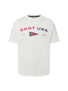 Gant Koszulka męska Mężczyźni Bawełna biały nadruk, L - Koszulki męskie - miniaturka - grafika 1
