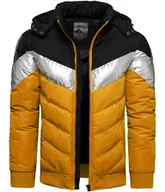 Kurtki męskie - Kurtka męska zimowa z kapturem musztardowa Recea - S - miniaturka - grafika 1