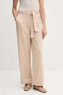 Spodnie sportowe damskie - Calvin Klein Jeans spodnie damskie kolor beżowy proste high waist LV044D639G - miniaturka - grafika 1