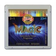 Kredki, ołówki, pastele i pisaki - Koh-I-Noor Kredki Progresso Magic 24 kolory w metalowej kasetce - miniaturka - grafika 1