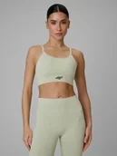 Bielizna sportowa damska - 4F Biustonosz treningowy bezszwowy z niskim wsparciem damski - zielony XS/S - miniaturka - grafika 1