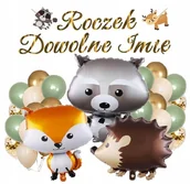 Baby shower i roczek - BALONY BOHO zwierzątka WOODLAND baner ROCZEK imię - miniaturka - grafika 1