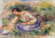 Plakaty - Galeria Plakatu, Plakat, Woman in Blue Skirt, Pierre-Auguste Renoir, 40x30 cm - miniaturka - grafika 1