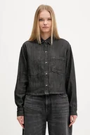 Koszule damskie - Guess Jeans koszula bawełniana damska kolor czarny relaxed z kołnierzykiem klasycznym W5BH0D D6161 - miniaturka - grafika 1