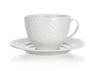 Filiżanki - Komplet filiżanka + talerzyk ceramiczne 220ml DIAMOND Vetro - miniaturka - grafika 1