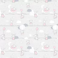 Pościel dla dzieci - Poszewka 50x60 misie zajączki szara różowa Kids - miniaturka - grafika 1