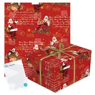 Scrapbooking - PAPIER do pakowania prezent mikolajki CZERWONY na święta pod choinkę ŚWIĘTA - miniaturka - grafika 1