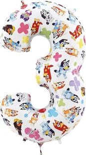 Balon Foliowy Cyfra 3, Bluey, 66 cm Grabo - Balony i akcesoria - miniaturka - grafika 1