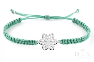 Bransoletka Ze Sznurka "Szmaragdowa Makrama Z Kwiatkiem" - Bransoletki - miniaturka - grafika 1