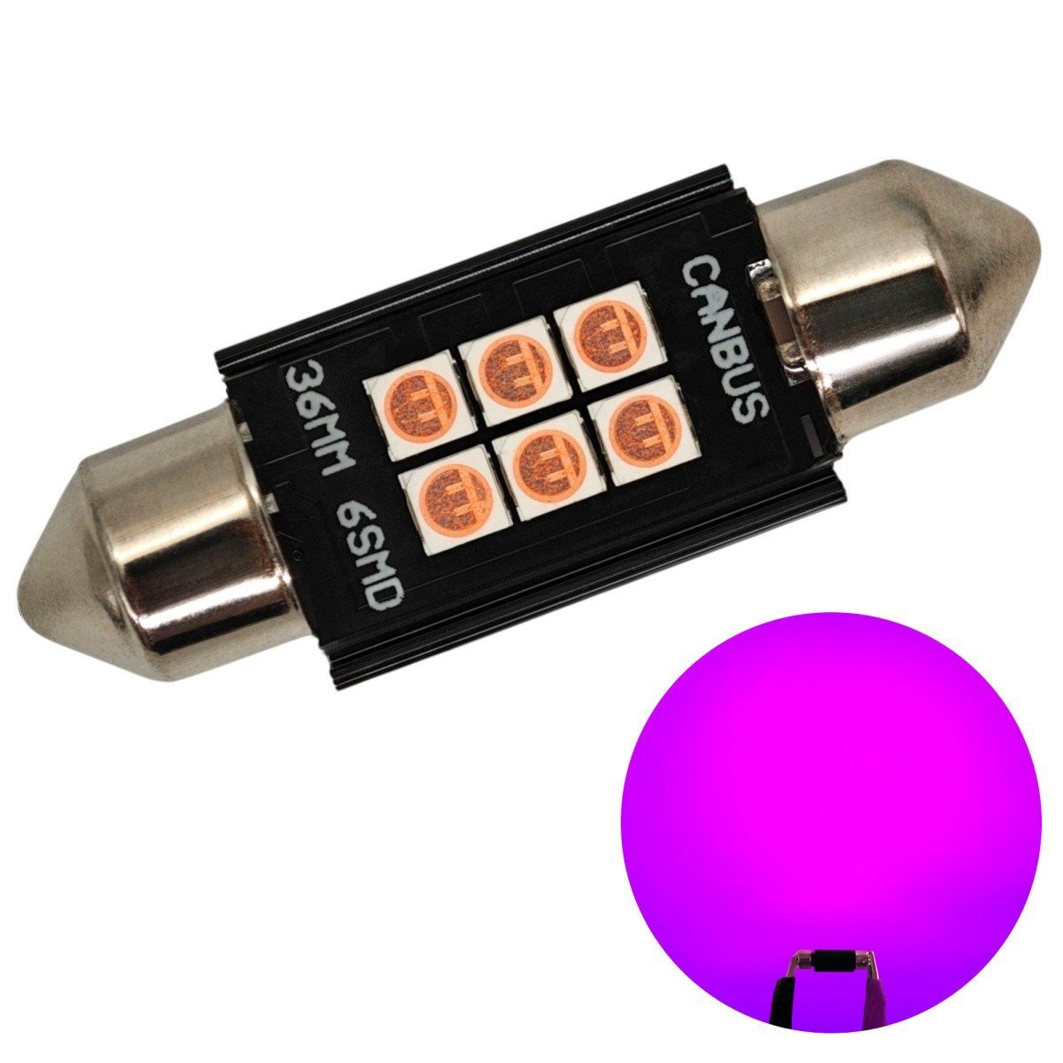 C5W żarówka LED SV8.5 12-24V CANBUS 36mm - kolory Różowy