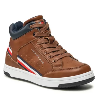 Botki męskie - Tommy Hilfiger Trzewiki High Top Lace Up Sneaker T3B4-32051-0621 M Tabacco 520 - grafika 1