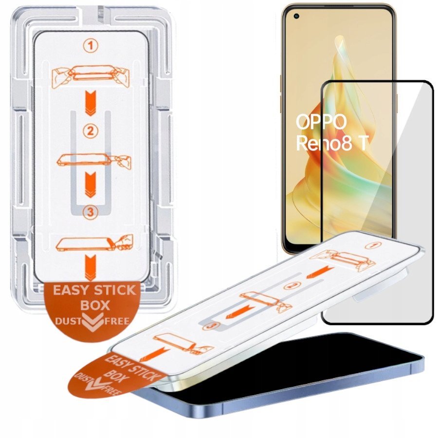 Szkło hartowane z ramką do montażu szybka EZ FREE DUST do Oppo Reno 8T