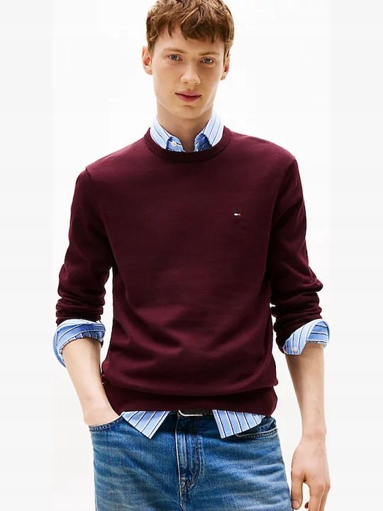 TOMMY HILFIGER BORDOWY SWETER MĘSKI Z LOGO BAWEŁNIANY XXL 17AA