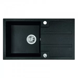 LAVEO SBB 711T BARBADOS Zlewozmywak granitowy 1 komora z ociekaczem Wymiary: 440x760x194 mm Kolor: czarny W zestawie z syfonem Space Saving i korkiem automatycznym - Zlewozmywaki - miniaturka - grafika 1