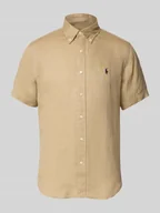 Koszule męskie - Koszula lniana o kroju custom fit z kołnierzykiem typu button down - miniaturka - grafika 1