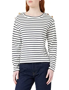 Naf Naf T-shirt damski, ecru/granatowy, L - Koszulki i topy damskie - miniaturka - grafika 1