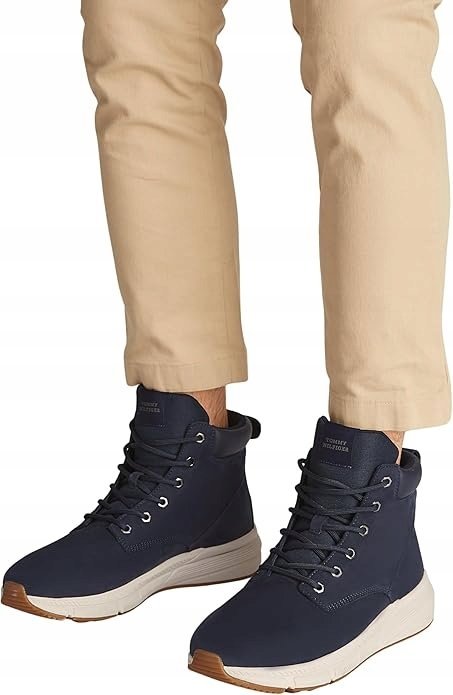 TOMMY HILFIGER GRANATOWE MĘSKIE TRZEWIKI ZE SKÓRY NATURALNEJ 44 1J8A