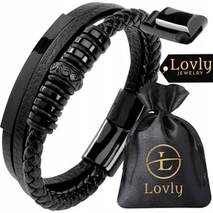 MODNA Skórzana Bransoletka Męska STAL NIERDZEWNA Czarna PREMIUM DLA NIEGO - Bransolety męskie MODNA Skórzana Bransoletka Męska STAL NIERDZEWNA Czarna PREMIUM DLA NIEGO - Bransolety męskie - miniaturka - grafika 1