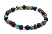Bransolety męskie - Bransoletka Męska Turkus, Turmalin I Tygrysie Oko - miniaturka - grafika 1