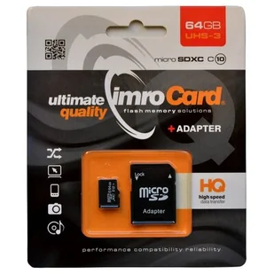 IMRO 64GB microSDXC kl. 10 UHS-3 + adapter - Karty pamięci - miniaturka - grafika 1