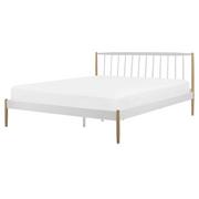 Łóżka - Łóżko metalowe 160 x 200 cm białe MAURS Lumarko! - miniaturka - grafika 1