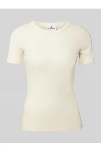 T-shirt z prążkowanym okrągłym dekoltem - Champion - Koszulki i topy damskie - miniaturka - grafika 1
