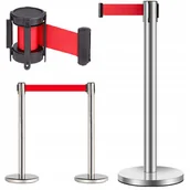Zabezpieczenia dla dzieci - SŁUPEK ODGRADZAJĄCY Z TAŚMĄ ZWIJANĄ 2M HOTELOWY BARIERKA FOTOBUDKA CHROM - miniaturka - grafika 1