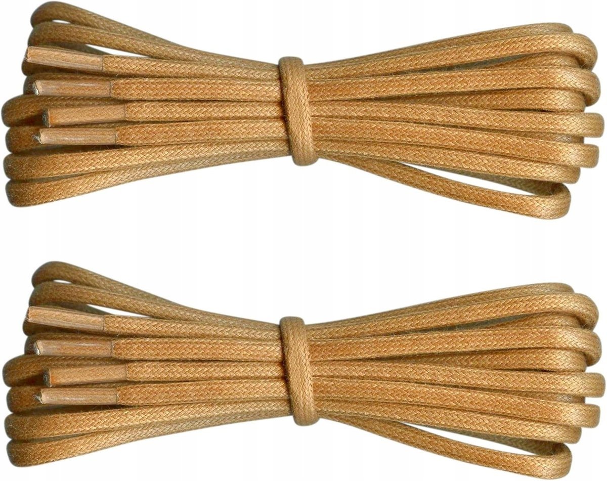 WOSKOWANE Sznurówki BEŻOWE Sznurowadła 180 cm GRUBE 0,5 Okrągłe 5 mm G16-02