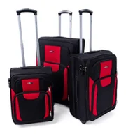 Walizki - Komplet walizek podróżnych 3w1 1003 CZARNO-CZERWONY - miniaturka - grafika 1