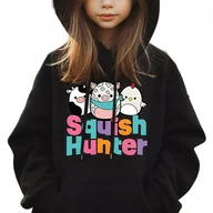 Bluzy męskie - BLUZA KAPTUR CZARNA Dziecięca Na Prezent Dla Fana SQUISH HUNTER Wzory - 152 - miniaturka - grafika 1