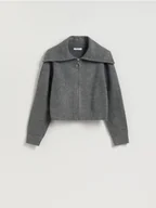 Swetry damskie - Reserved - Sweter z zapięciem na zamek - ciemnoszary - miniaturka - grafika 1