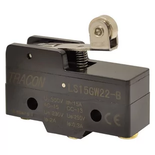 Tracon Electric Łącznik krańcowy z dźwignią sprężynową i rolką LS15GW22-B LS15GW22-B - Wyłączniki światła i elektryczne - miniaturka - grafika 1
