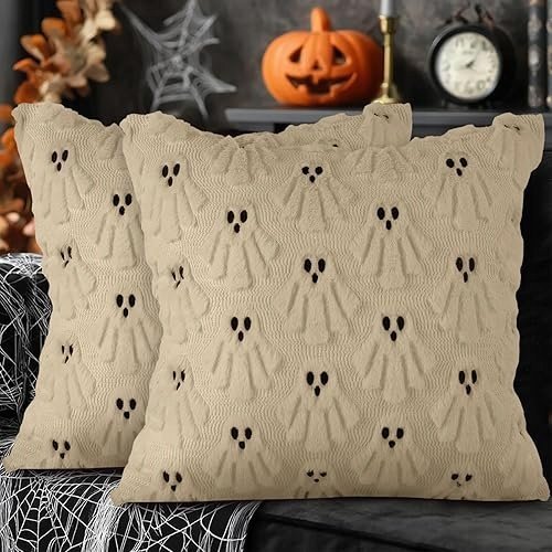 Poszewki na poduszki pluszowe Halloween duch 45x45 cm 2 szt.