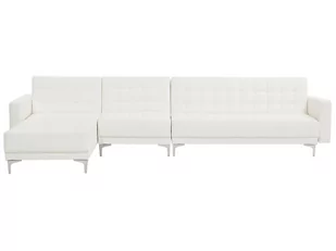 Beliani Sofa modułowa rozkładana skóra ekologiczna biała prawostronna ABERDEEN - Sofy i kanapy - miniaturka - grafika 1