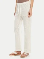 Spodnie damskie - Roxy Spodnie materiałowe ERJX603437 Écru Regular Fit - miniaturka - grafika 1