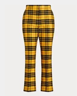 Spodnie damskie - RALPH LAUREN Żółte spodnie w kratę rozmiar 4 - grafika 1