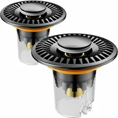 Korki do umywalek - Korek do umywalki łazienkowej, 2-częściowy, czarny (do otworów 28-31 mm / 33-40 mm) - miniaturka - grafika 1