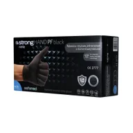 Rękawiczki jednorazowe - SAFEMED STRONG HAND PF Mocne rękawice jednorazowe nitrylowe o diamentowej fakturze Black M 50 szt. - miniaturka - grafika 1