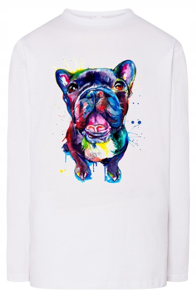 Longsleeve kolorowy nadruk pies Bulldog r.4XL