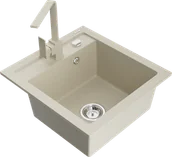 Zlewozmywaki z baterią - Mexen Vito zlewozmywak granitowy 1-komorowy z baterią kuchenną Rita, beżowy - 6503-69-670300-69 - miniaturka - grafika 1