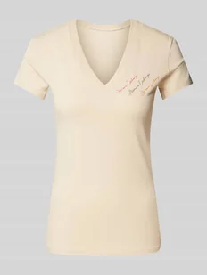 T-shirt z obszyciem ozdobnymi kamieniami z logo - Koszulki i topy damskie - miniaturka - grafika 1