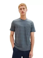 Koszulki męskie - TOM TAILOR Męski t-shirt w paski w stylu spacedye, 32437-dusty Dark Teal Spacedye, S - miniaturka - grafika 1