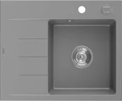 Zlewozmywaki - Mexen Ben zlewozmywak granitowy 1-komorowy z ociekaczem lewy 600 x 500 mm, szary, syfon chrom - 6522605000-71 - miniaturka - grafika 1