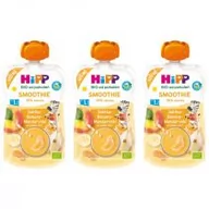 Desery dla dzieci - Hipp Smoothie Mus z owoców i soków po 1. roku jabłka-banany-mandarynki zestaw 3 x 120 ml Bio - miniaturka - grafika 1